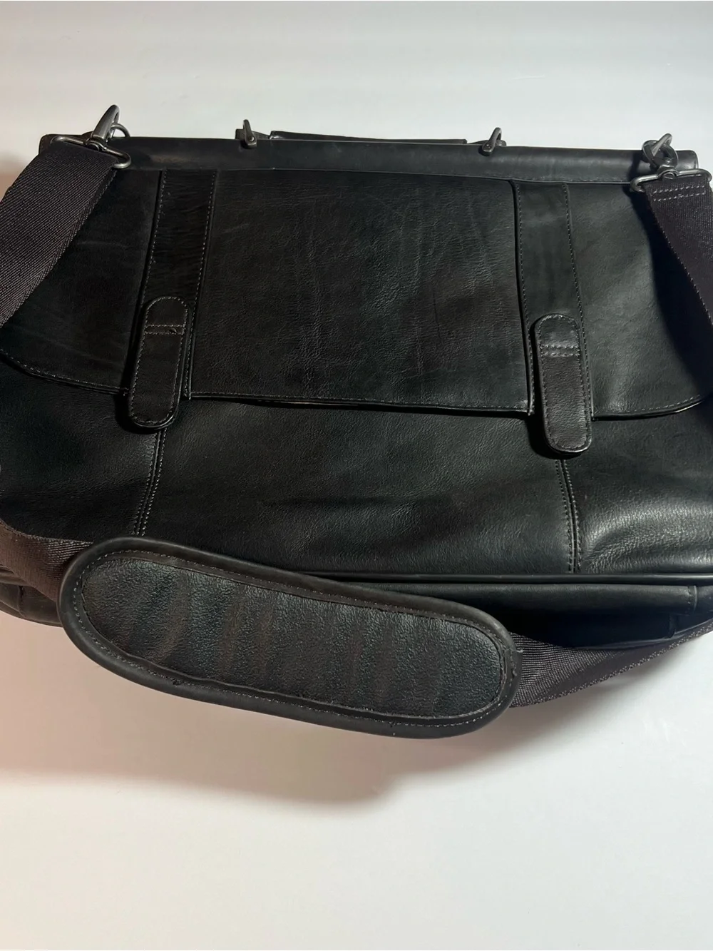 solo Black Leather Briefcase Messenger for Men